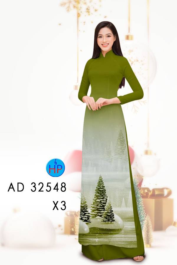 Vải Áo Dài Cây Thông Giáng Sinh AD 32548 14